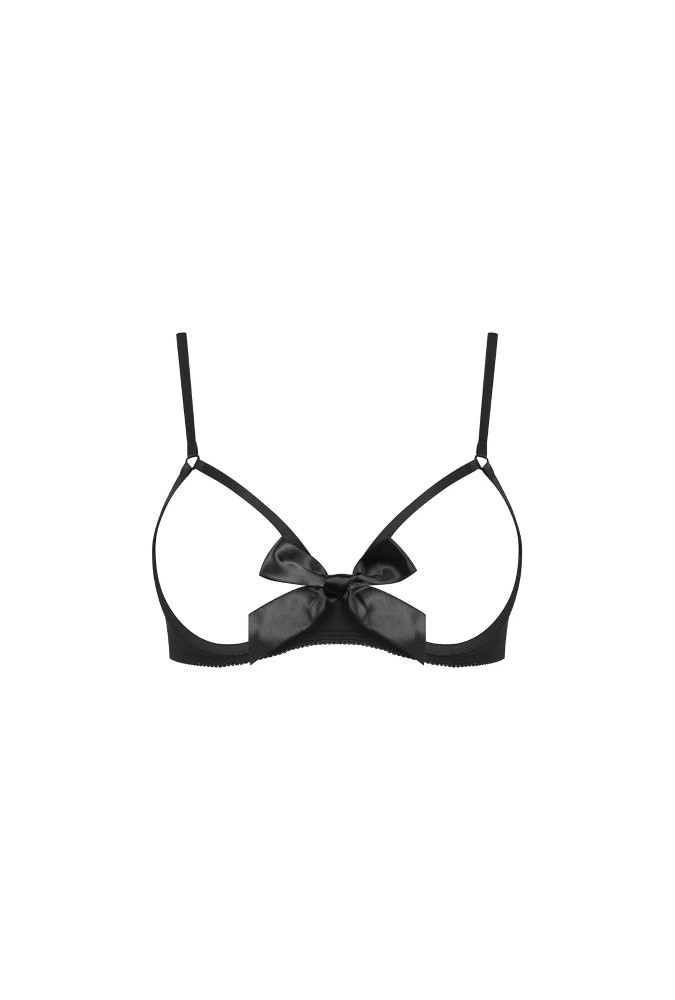 Cupless bra with bow - Black