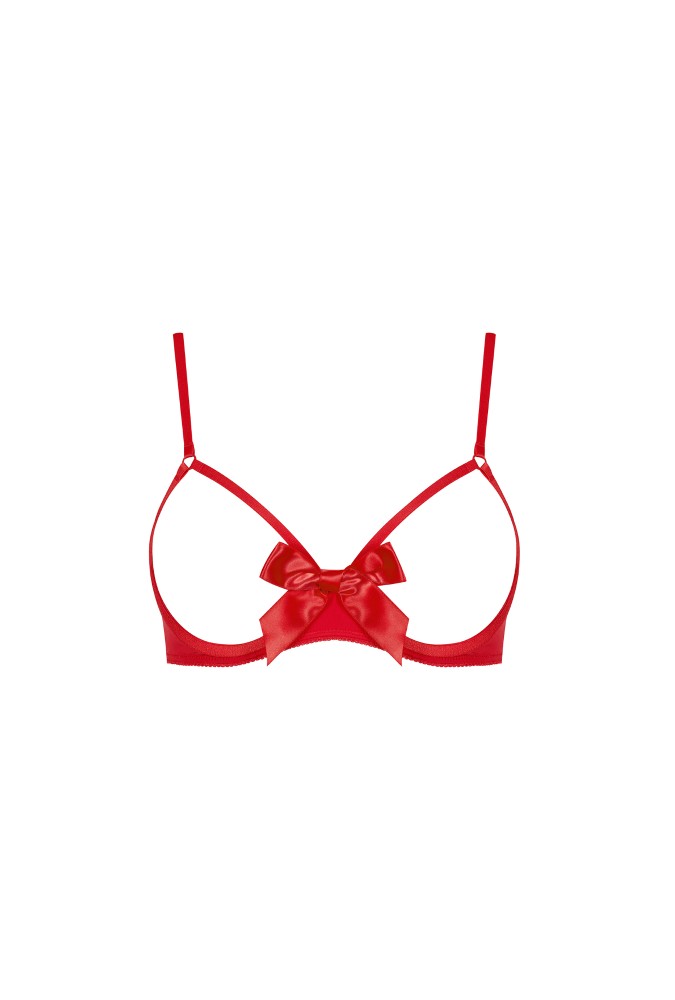 Cupless bra with bow - Red