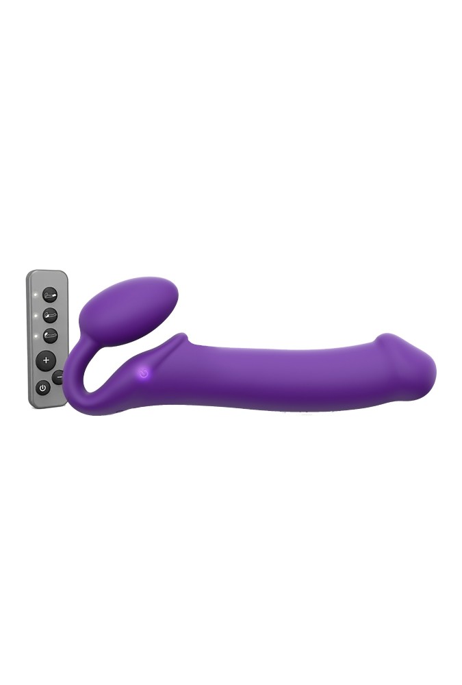 Vibrating bendable strap-on - New design - Violet