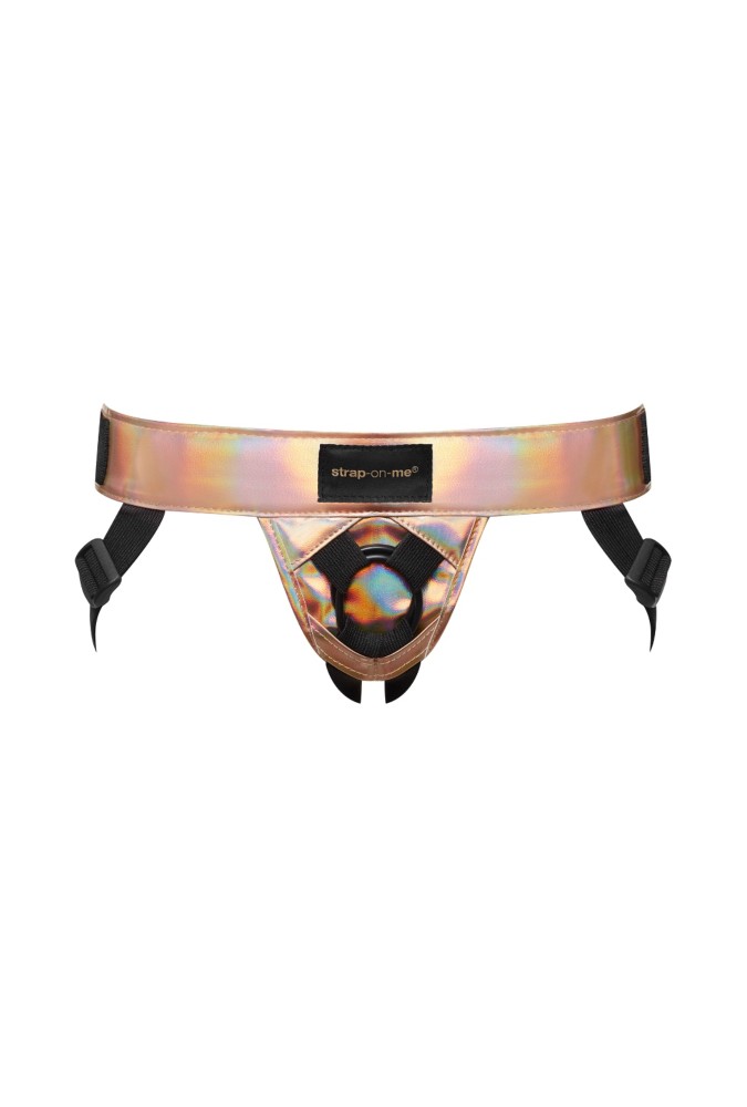 Leatherette harness - Curious - Rose gold holographic