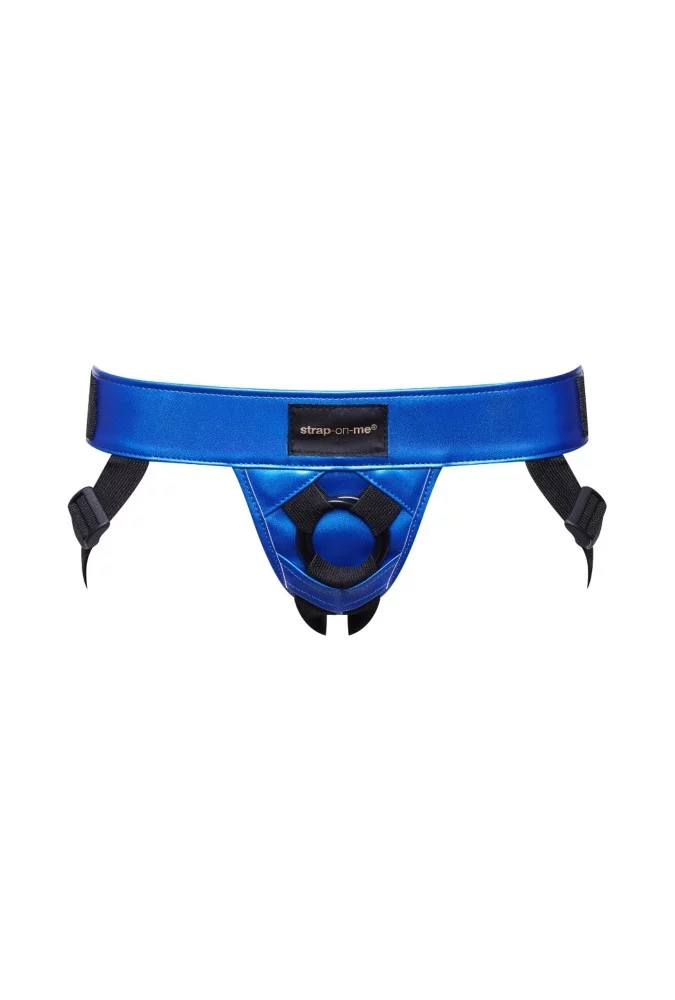 Leatherette harness - Curious - Metallic blue